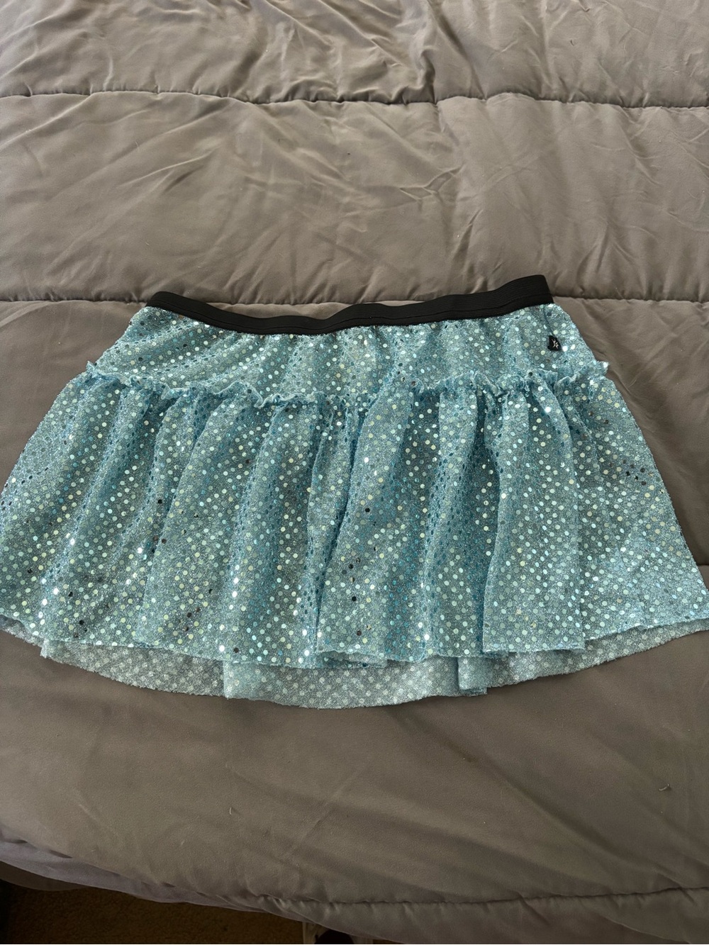 Light Blue Sparkle Mini Skirt